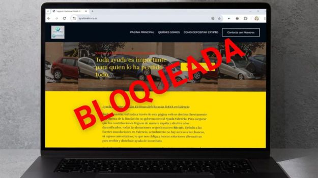 El Gobierno de España bloquea la web ayudavalencia.es por indicios de fraude