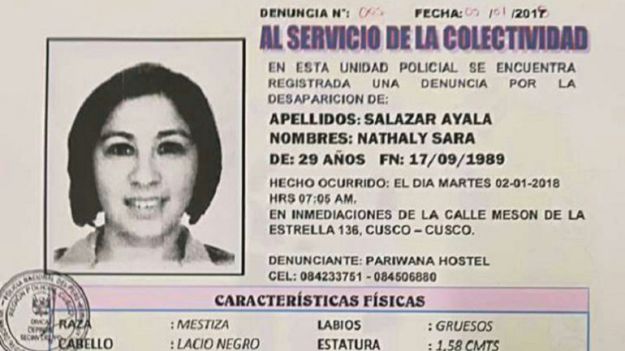 Agentes especializados de la Policía Nacional participan en Perú en las investigaciones por la desaparición de Nathaly Salazar