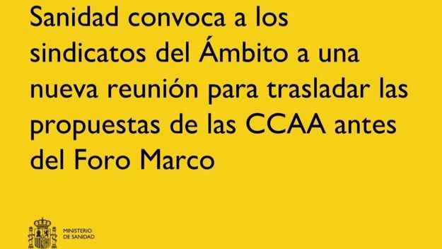 Sanidad se reúne con sindicatos para discutir propuestas de las CCAA antes del Foro Marco
