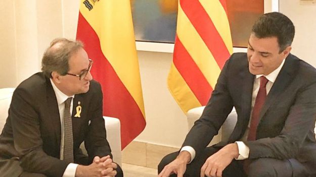 Cara a cara entre Pedro Sánchez y Quim Torra en La Moncloa