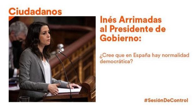 Arrimadas a Sánchez: 'Es usted quien ha dado tanto poder a los partidos radicales y separatistas'