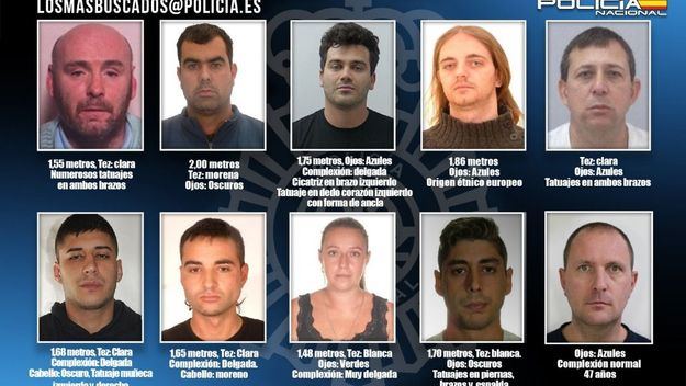 La Policía Nacional busca a diez fugitivos que podrían encontrarse en España