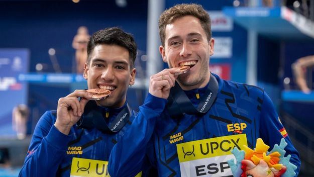 Histórica medalla de Adrián Abadía y Nico García Boissier en trampolín 3m