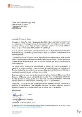 Puigdemont sigue en las mismas y contesta a Rajoy