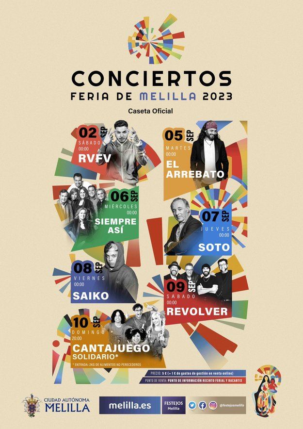 Conciertos programados para la Feria de Melilla 2023