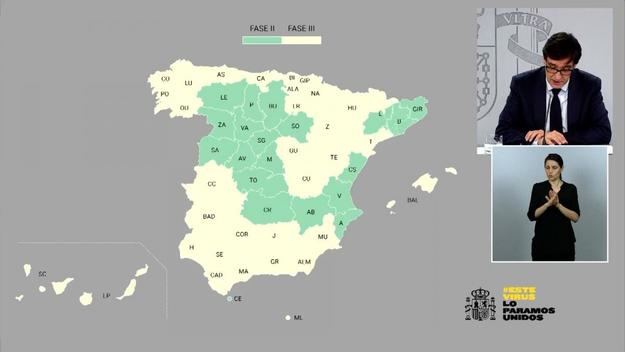 España dividida a partir del lunes entre la fase 2 y la 3 del plan de desescalada