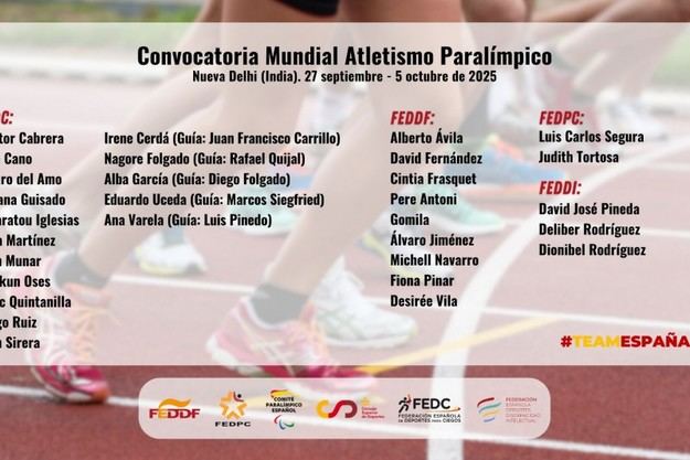 Cuatro atletas españoles lideran la selección para el Mundial de Atletismo Paralímpico en Nueva Delhi