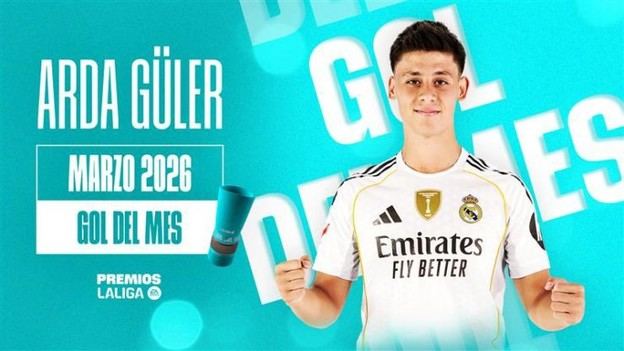 Arda Güler gana el premio al Mejor Gol de LALIGA EA SPORTS en marzo