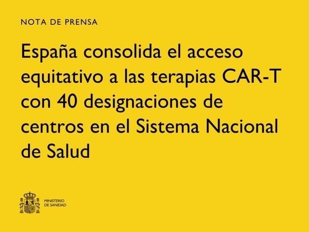 España designa 40 centros para terapias CAR-T en su sistema de salud