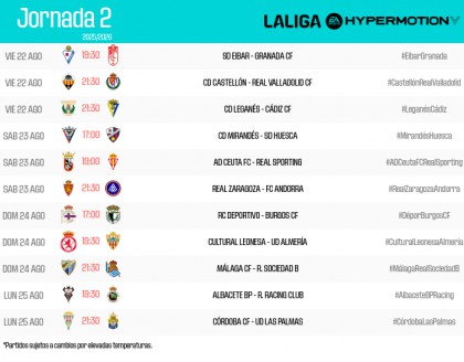 LALIGA anuncia horarios para la segunda jornada de la temporada 2025/26